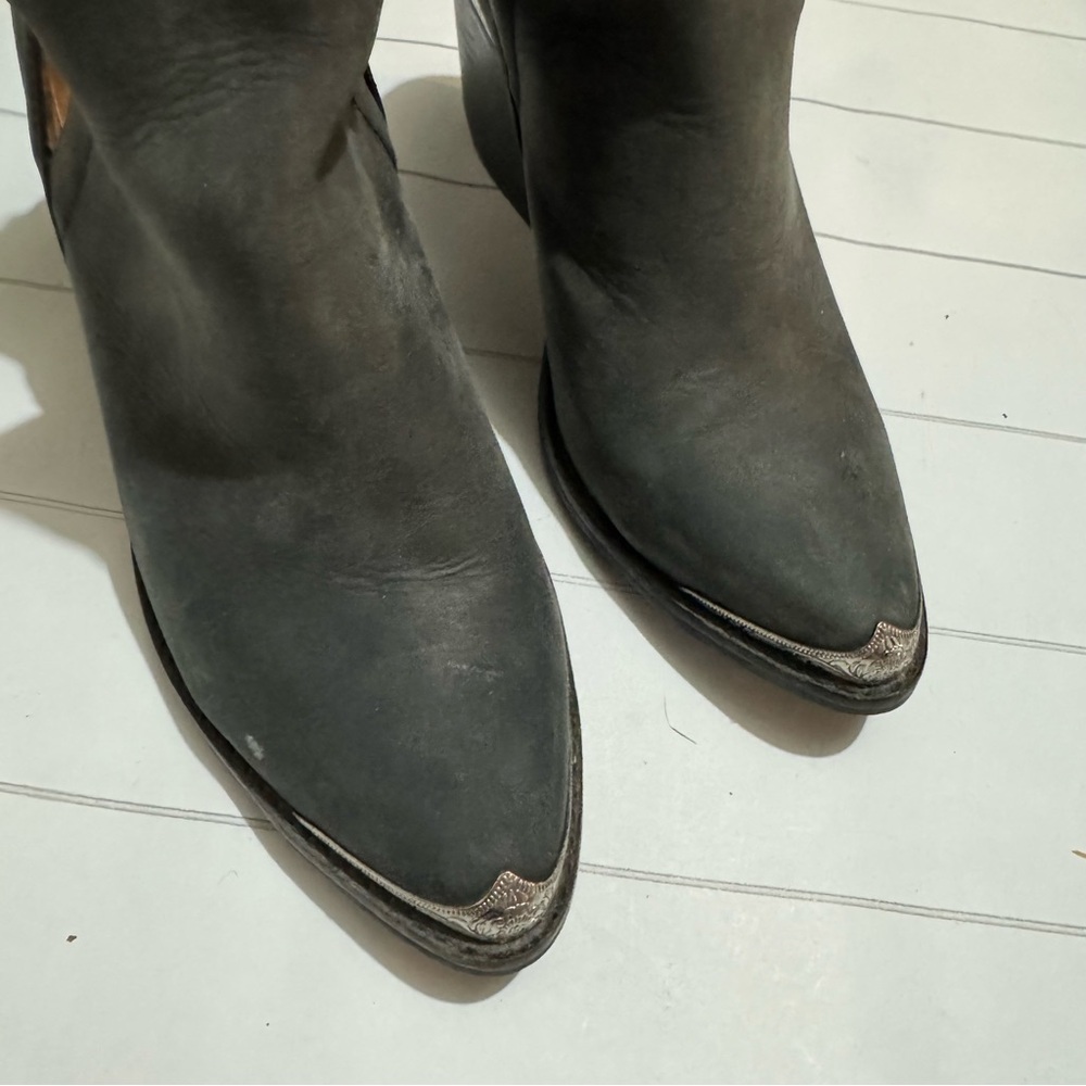 Jefferey Campbell‎ Cromwell Gray Leather Western Festival Ankle Boots Size 6 - Picture 2 of 8
